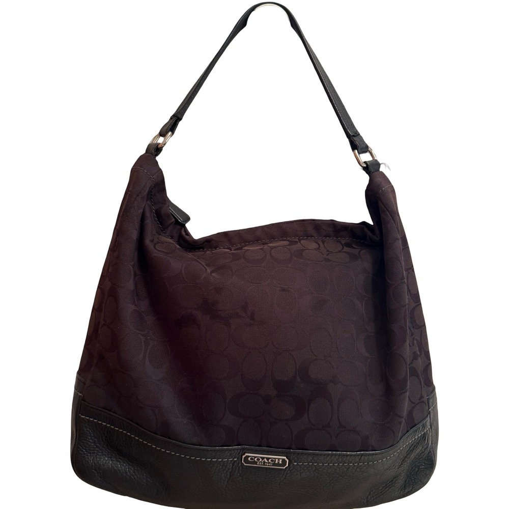 Coach Hobo Bag Womens Large Black Good Signature Jacquard Leather F23279